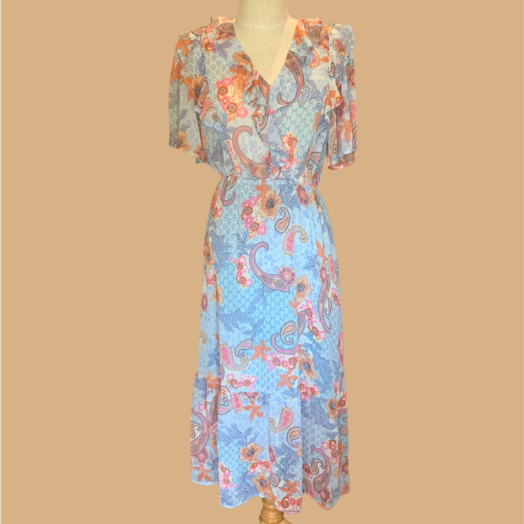Patchwork Ruffled Dress Nwt